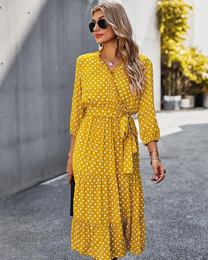 Original Design Innovative Women'S Spring/Summer 2021 Classic Wave Point Print Dress