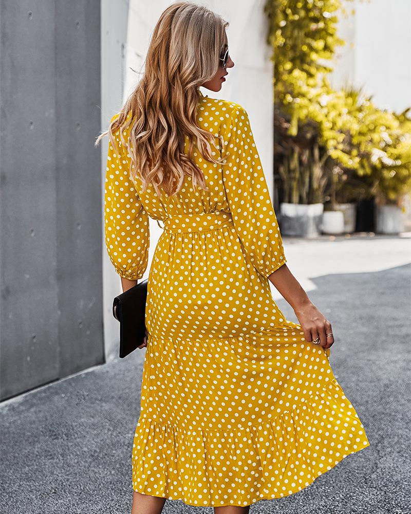Original Design Innovative Women'S Spring/Summer 2021 Classic Wave Point Print Dress