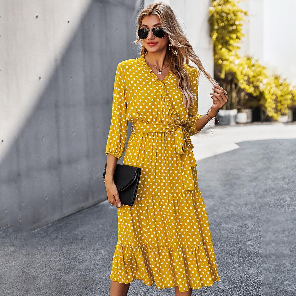 Original Design Innovative Women'S Spring/Summer 2021 Classic Wave Point Print Dress