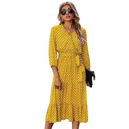 Original Design Innovative Women'S Spring/Summer 2021 Classic Wave Point Print Dress