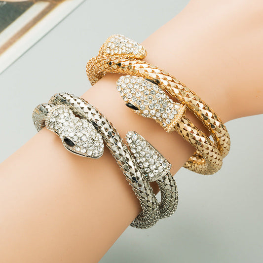 Exaggerated Punk Snake Cuff Bracelet for Men and Women