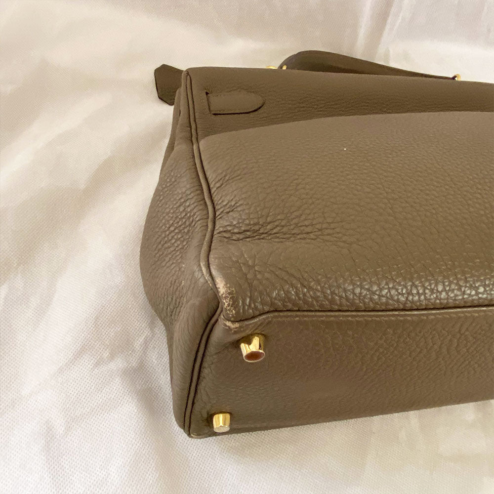 Hermès Kelly 35 Etain Togo Leather Handbag
