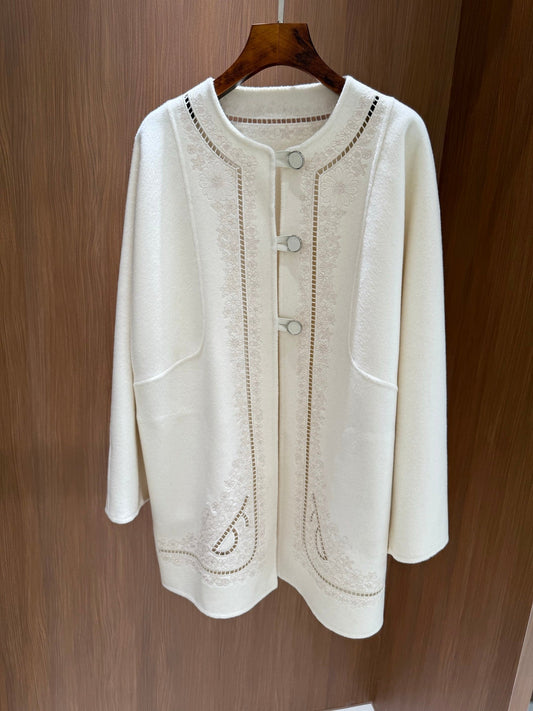 HM Couture Embroidered Cashmere  Long Coat