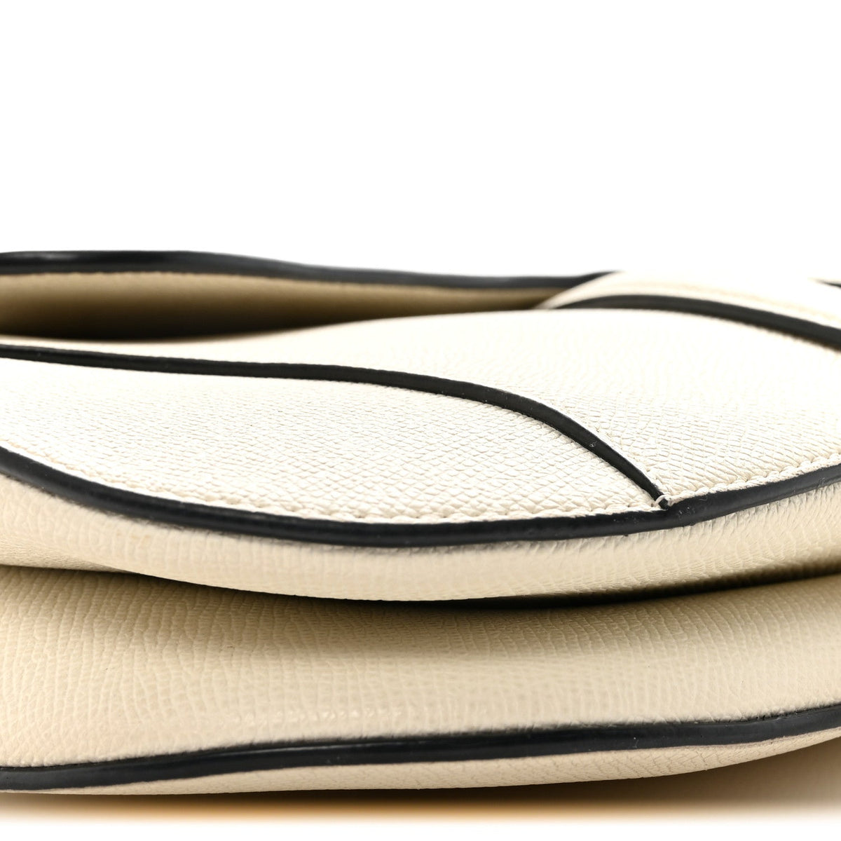 Grained Calfskin Saddle Bag With Strap Latte