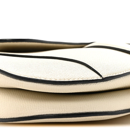Grained Calfskin Saddle Bag With Strap Latte