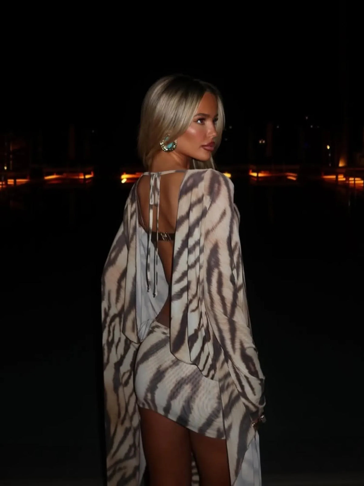 Zola Tiger Print Wrap Mini Dress