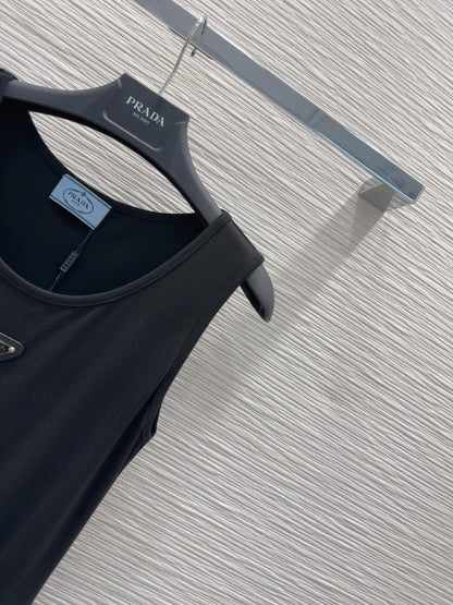 Prada 25 Vest Dress Black Cotton Poliamide