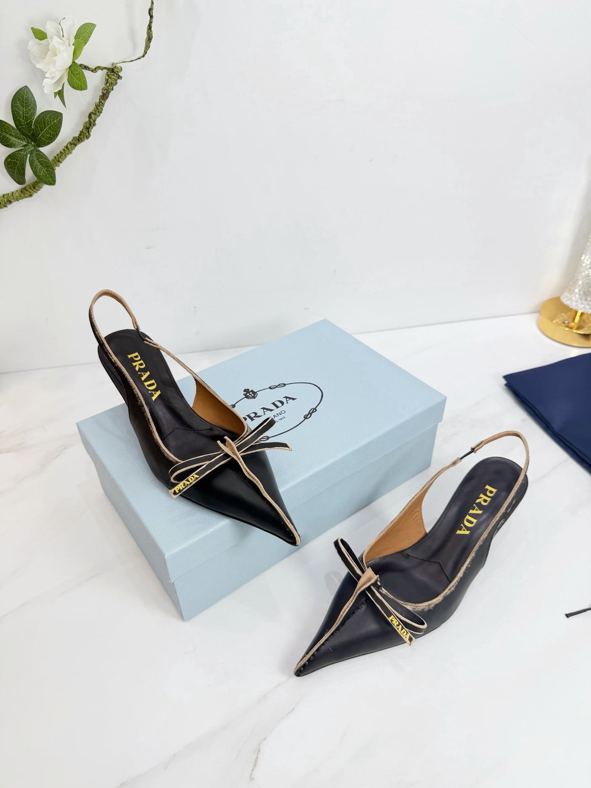 PRA 26SS Slingback 55 Black Beige Cowhide 592402