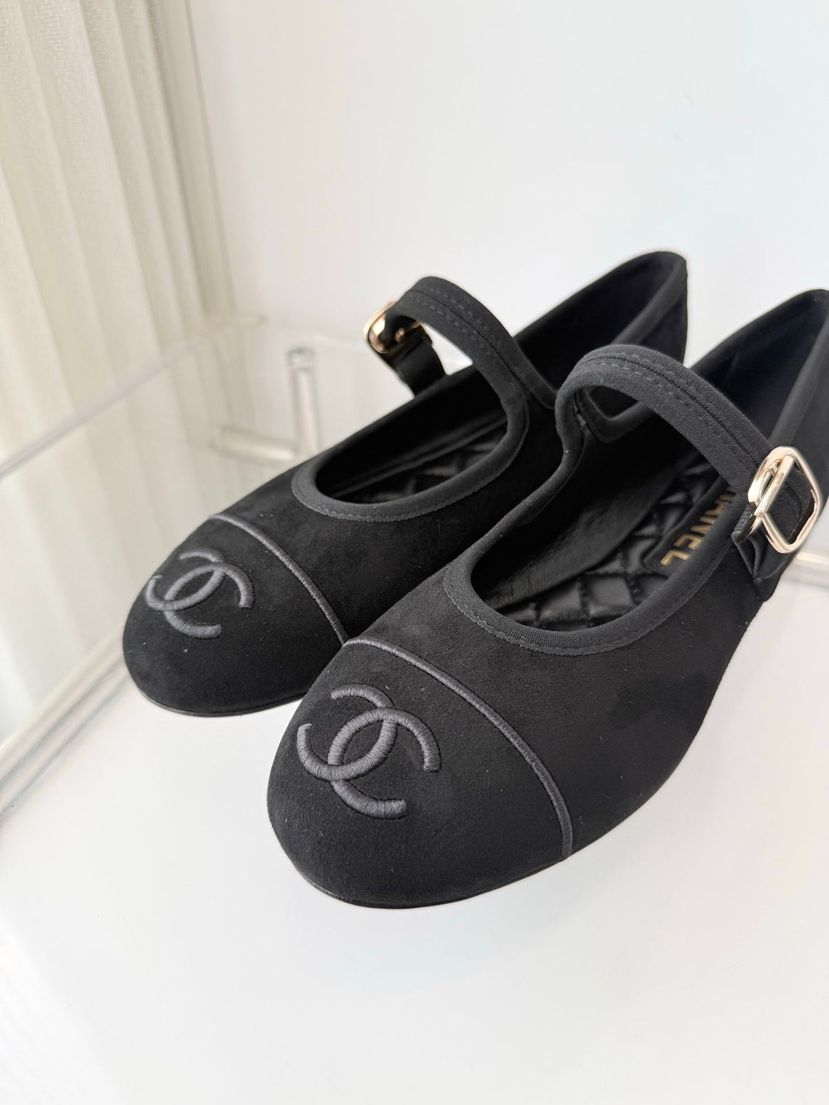 Chanel 26 Mary Jane Shoe Black in Suede 597380