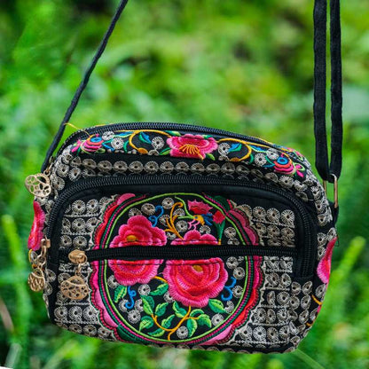Ethnic Embroidered Multi-Layer Bag Ladies Embroidered Casual Cloth Bag.
