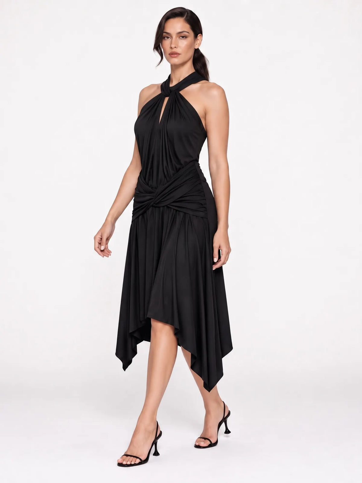 Anastasia Draped Halter Mini Dress