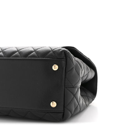 Caviar Quilted Small Coco Handle Flap Black