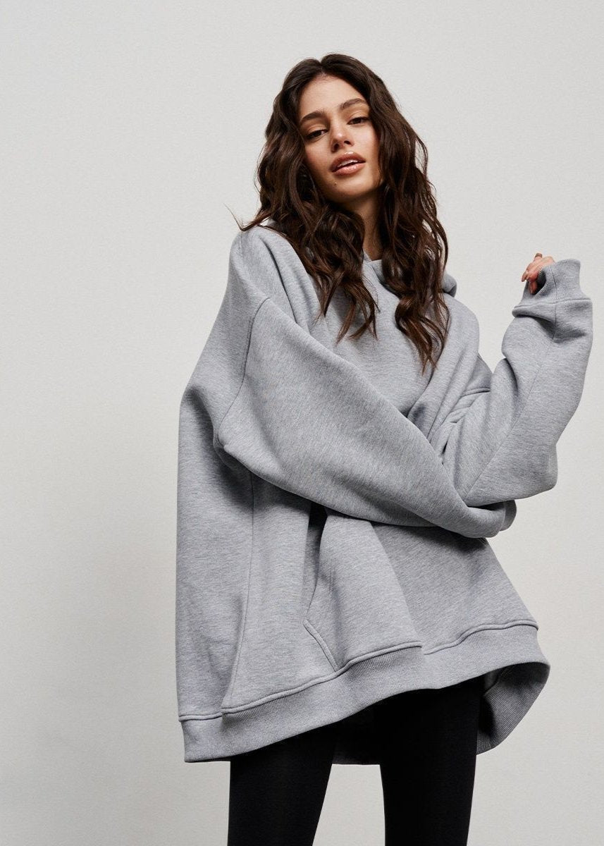 Oversized Polar Fleece Hoodie With Kangaroo Pocket