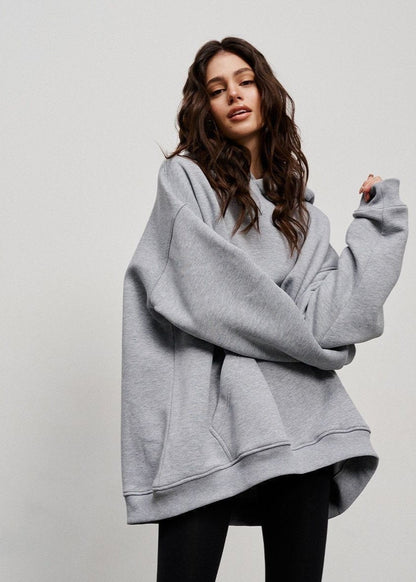 Oversized Polar Fleece Hoodie With Kangaroo Pocket
