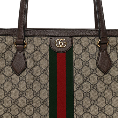 GG Supreme Monogram Medium Ophidia Shopping Tote Brown