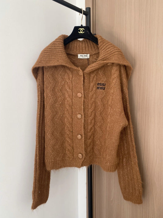 Miumiu 2025 Cardigan Brown Wool Polyester