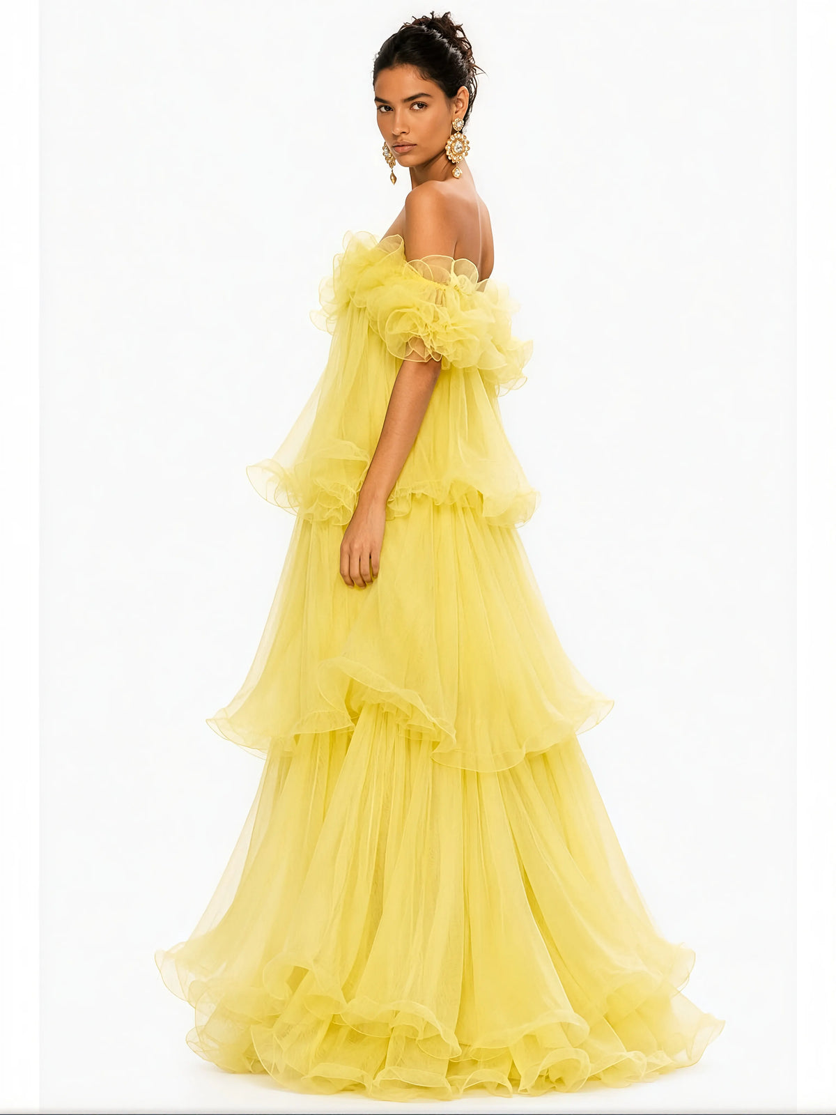 Juliette Ruffled Chiffon Off-Shoulder Maxi Dress