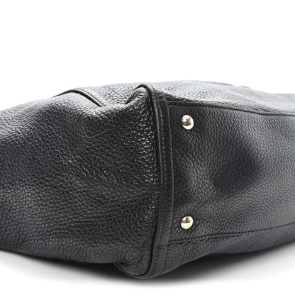 Pebbled Calfskin Medium Soho Shoulder Bag Black