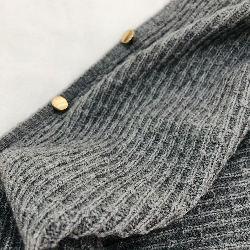 Elegant Winter Cozy Knitted Button Cape Scarf