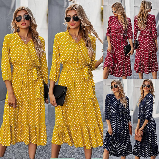 Original Design Innovative Women'S Spring/Summer 2021 Classic Wave Point Print Dress