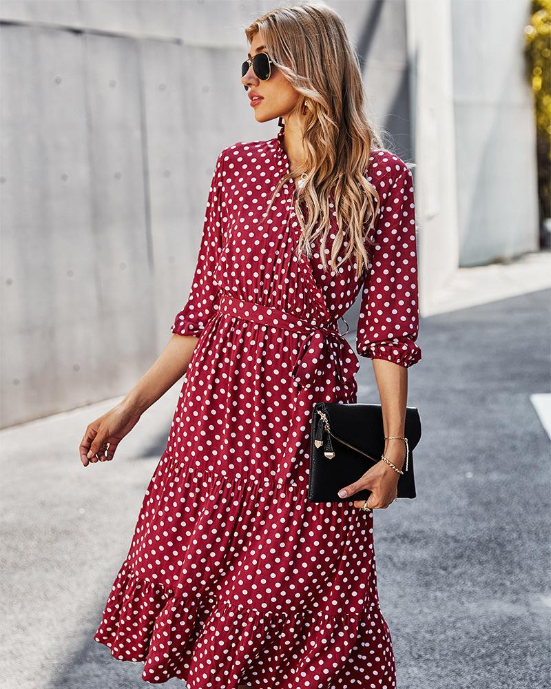 Original Design Innovative Women'S Spring/Summer 2021 Classic Wave Point Print Dress