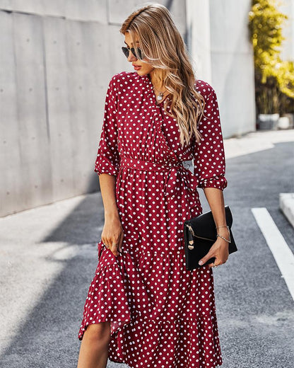 Original Design Innovative Women'S Spring/Summer 2021 Classic Wave Point Print Dress