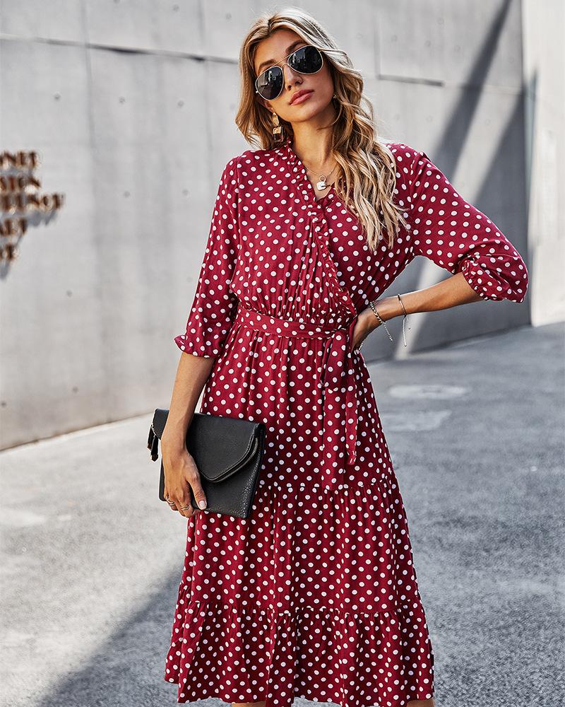 Original Design Innovative Women'S Spring/Summer 2021 Classic Wave Point Print Dress