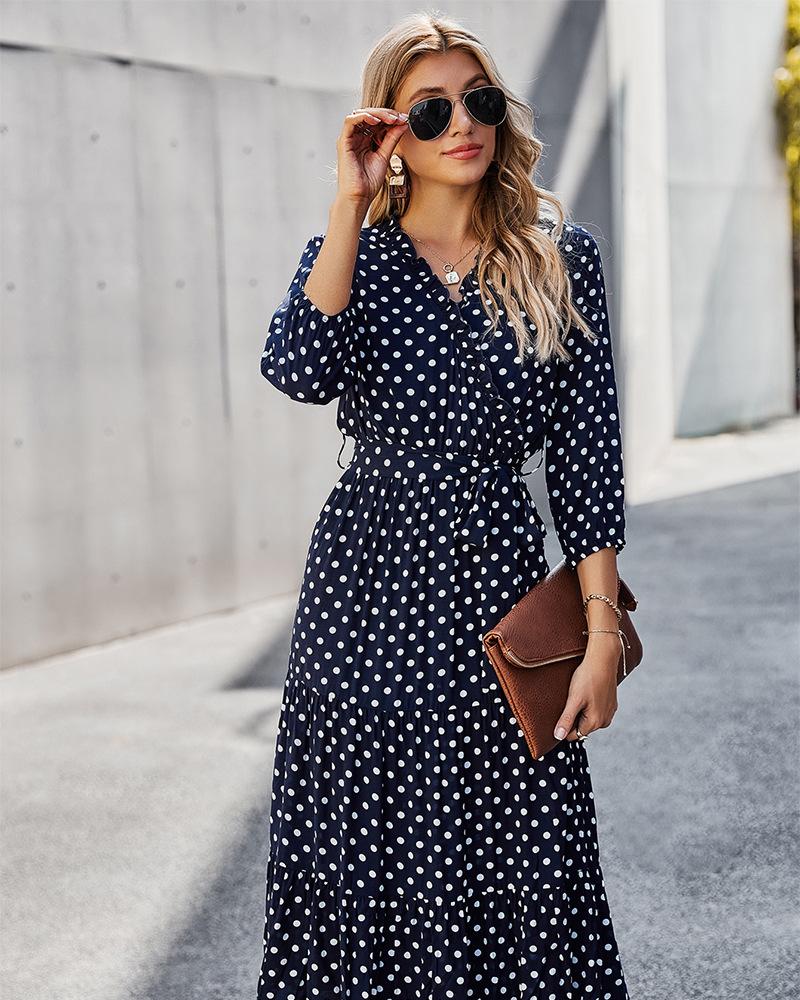 Original Design Innovative Women'S Spring/Summer 2021 Classic Wave Point Print Dress