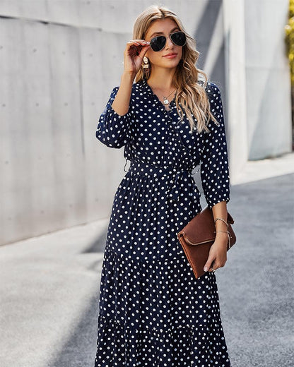 Original Design Innovative Women'S Spring/Summer 2021 Classic Wave Point Print Dress