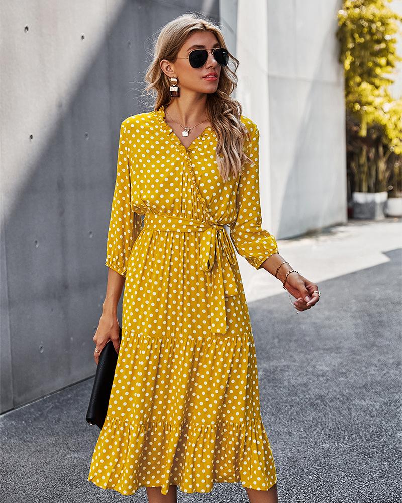 Original Design Innovative Women'S Spring/Summer 2021 Classic Wave Point Print Dress
