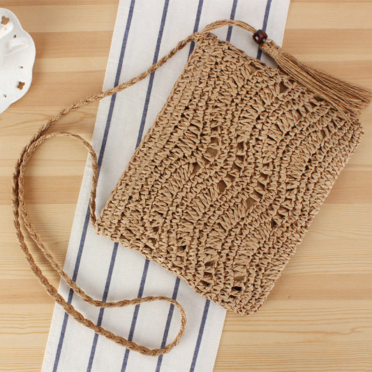Crochet Market Bag Fringe Crossbody Bag