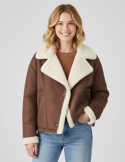 Trendy Lapel Collar Loose Warm Lamb Wool Coat