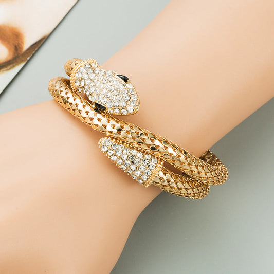 Exaggerated Punk Snake Cuff Bracelet for Men and Women