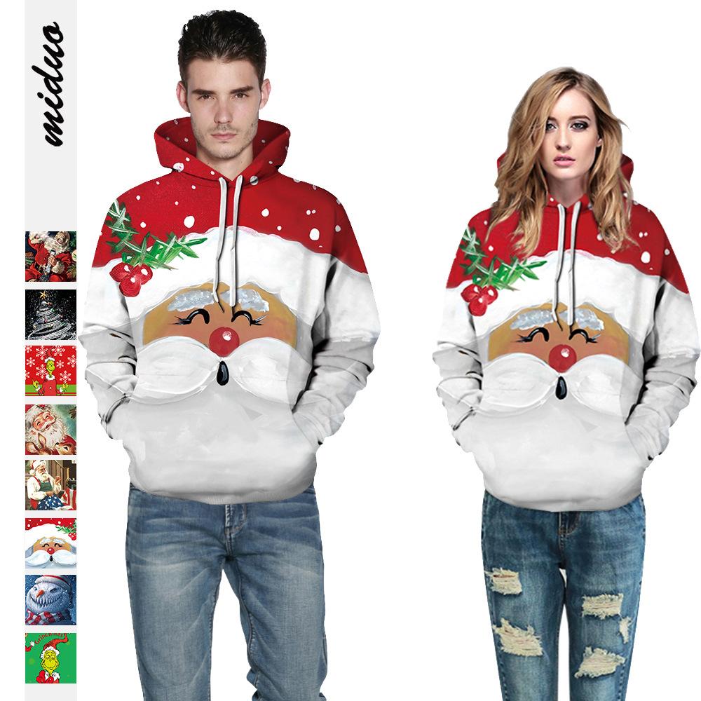Santa Claus Digital Stamp Couples Wear Cap Suitwear Autumn Long-Sleeved Baseball