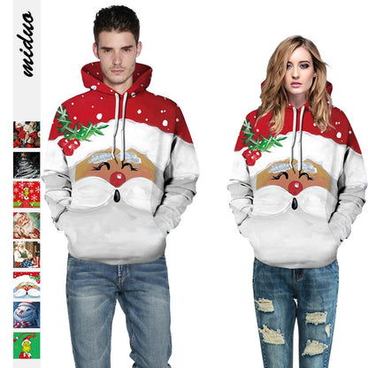 Santa Claus Digital Stamp Couples Wear Cap Suitwear Autumn Long-Sleeved Baseball