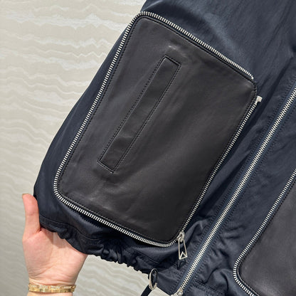 BV Silhouette Jacket Lambskin Pockets in Black Recycled Nylon