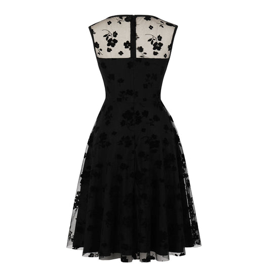 Floral Embroidered Midi Dress with High Waist