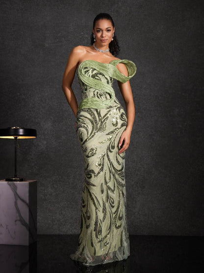 Sabrina Strapless Rhinestone Maxi Dress