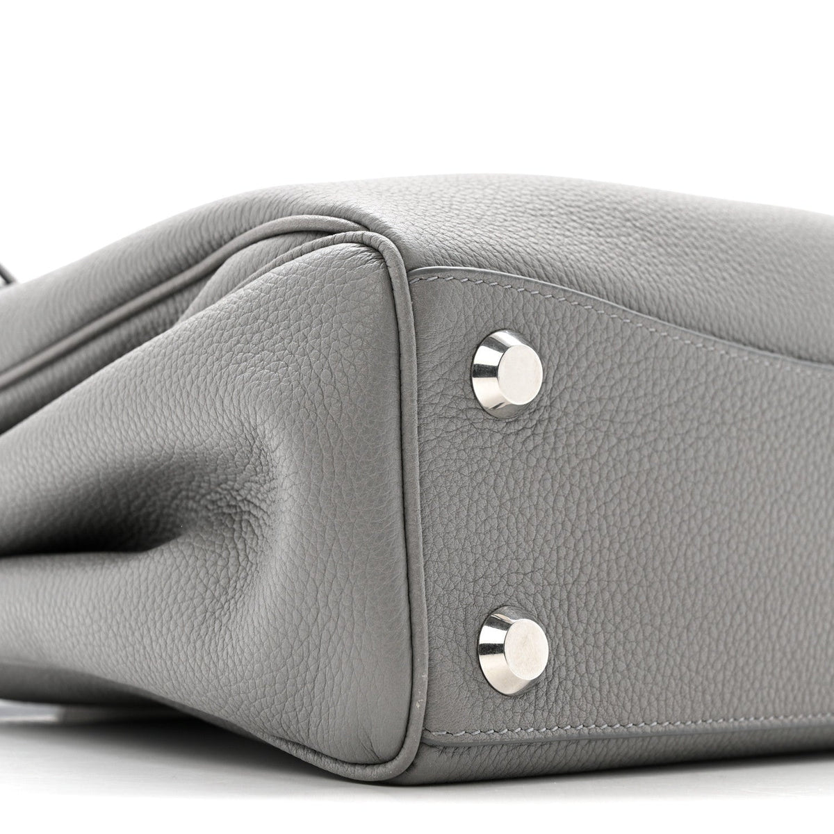 Grained Calfskin Small Rodeo Top Handle Handbag Grey