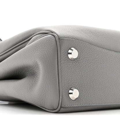 Grained Calfskin Small Rodeo Top Handle Handbag Grey