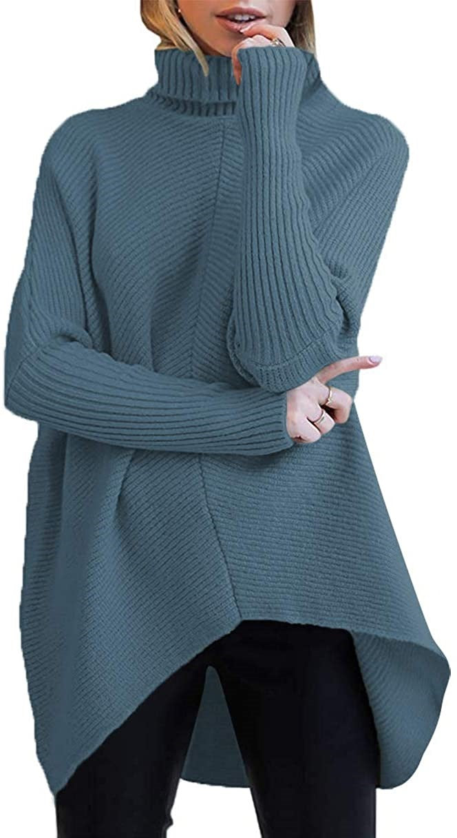 Autumn And Winter Women'S Irregular Hem Turtleneck Jumper Long Sleeve Knitted Sweater Woman