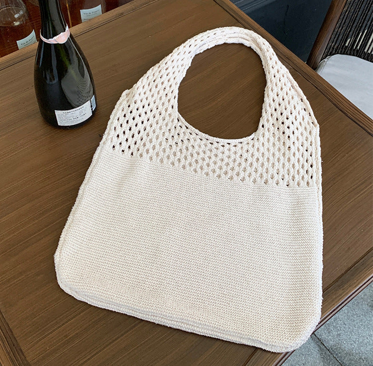 Crochet Tote Bag Women's Shoulder Bag With Mesh