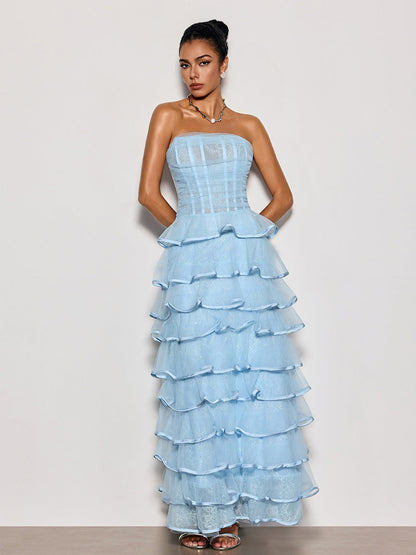 Hazel Strapless Ruffle Tiered Maxi Dress