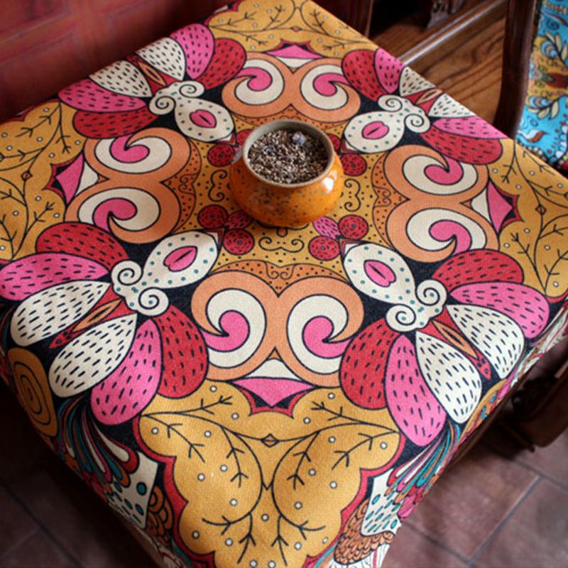 Small Cover Towel Retro Boho Style Cotton Linen Tablecloth