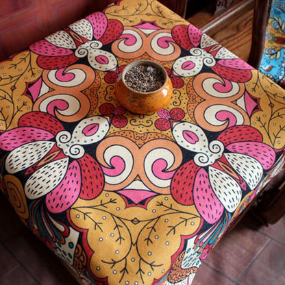 Small Cover Towel Retro Boho Style Cotton Linen Tablecloth