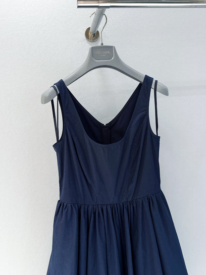 Prada 25 Suspender Dress Navy Blue Cotton