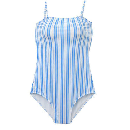 New Striped One-Piece Swimsuit Women'S Simple Ins Style Strapless Girls' Hot Spring Swimsuit