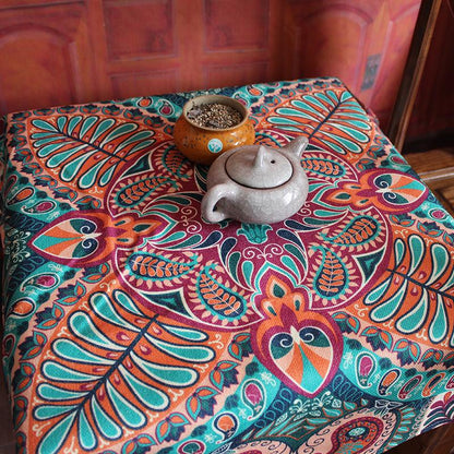 Small Cover Towel Retro Boho Style Cotton Linen Tablecloth