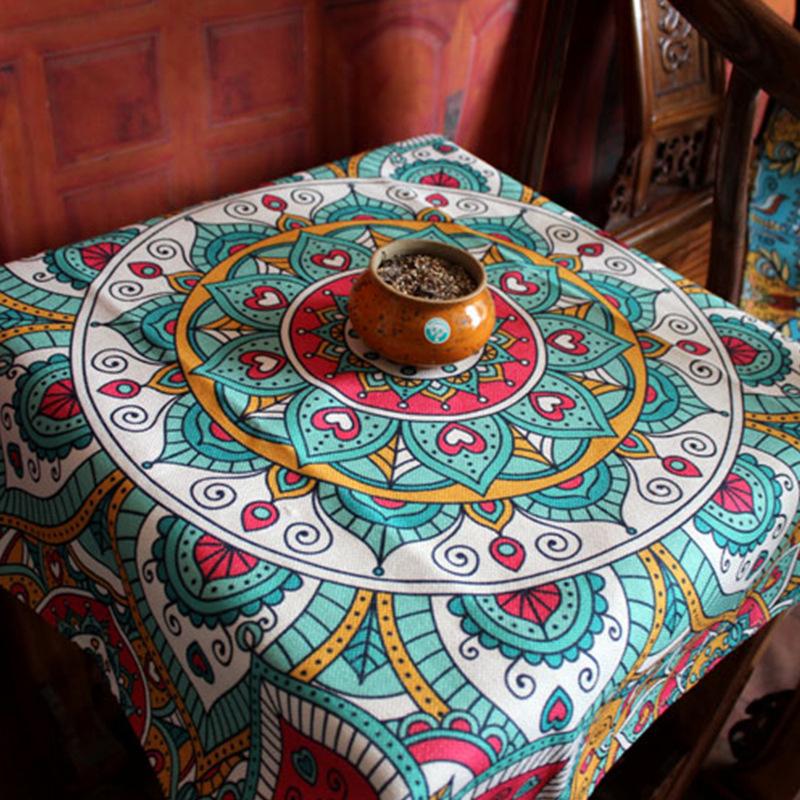 Small Cover Towel Retro Boho Style Cotton Linen Tablecloth