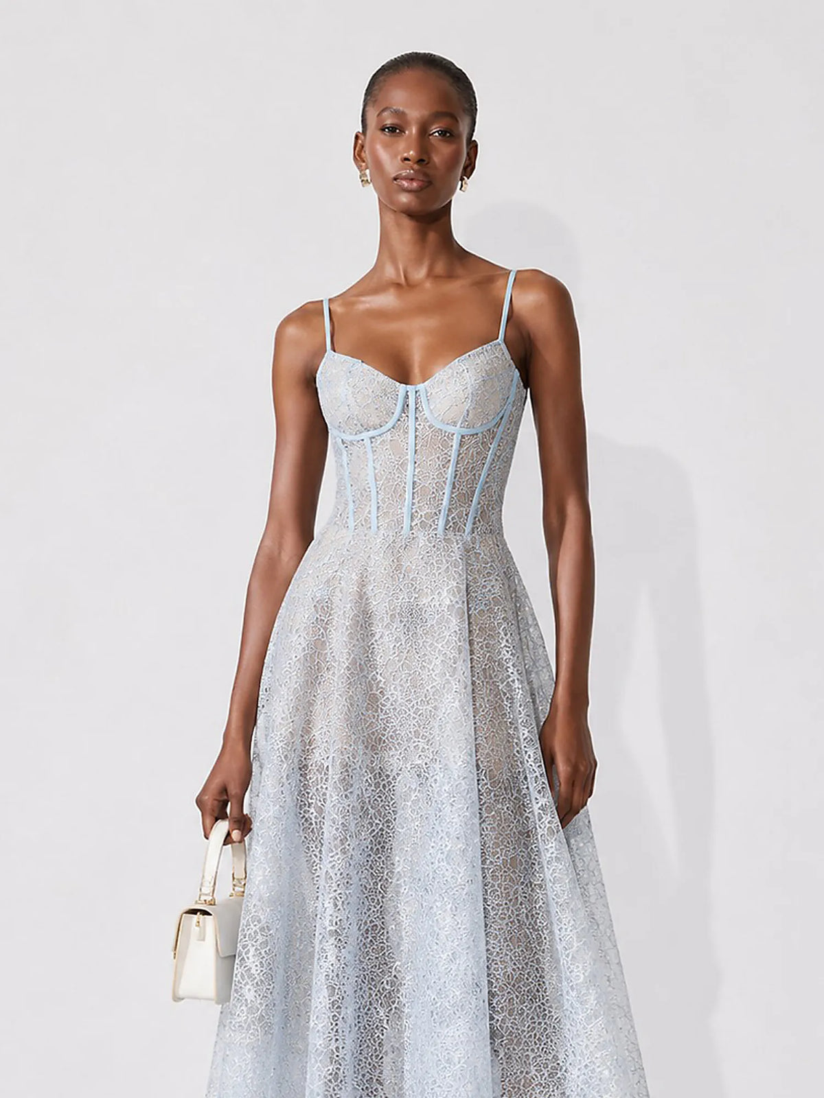 Rosalind Lace Spaghetti-Strap Midi Dress